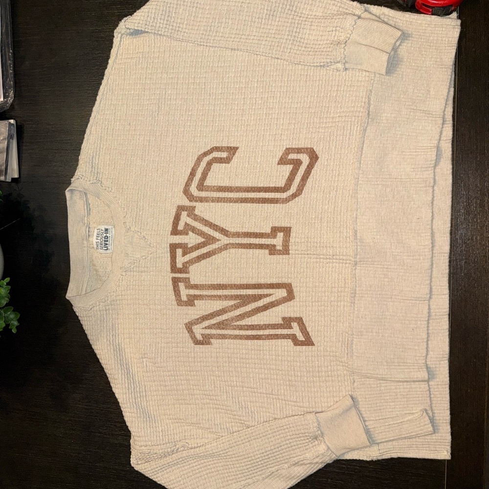 Beige NYC Waffle Knit Sweater - Picture 3 of 6